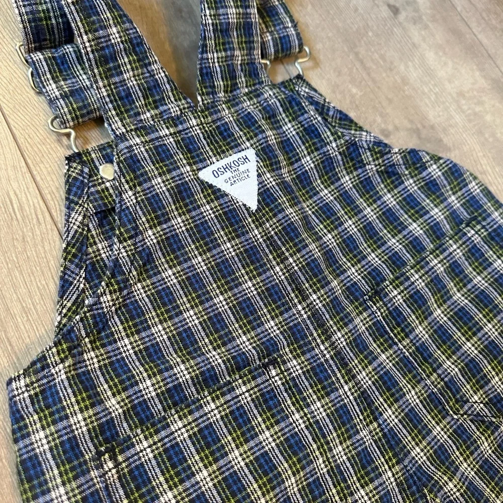 Vintage OshKosh B’Gosh Overalls Baby Toddler Boy Plaid Overalls Shortalls